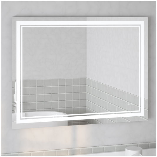 Modern Bathroom Mirrors for Wall - 48” Silver Bathroom Vanity Mirror