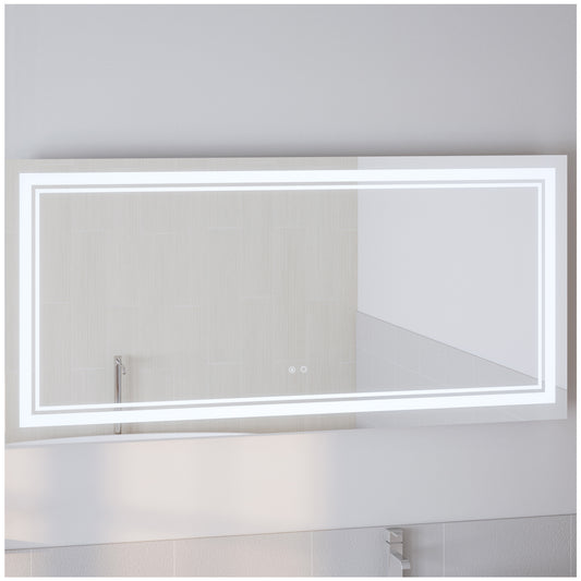 Modern Bathroom Mirrors for Wall - 60” Silver Bathroom Vanity Mirror
