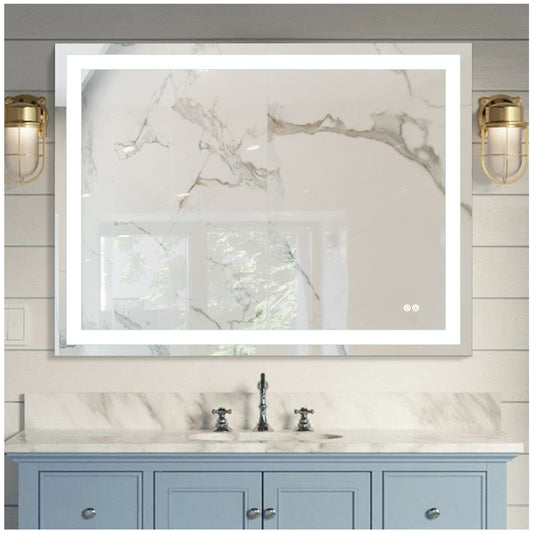 Modern Bathroom Mirrors for Wall - 48” Silver Led Bathroom Mirror