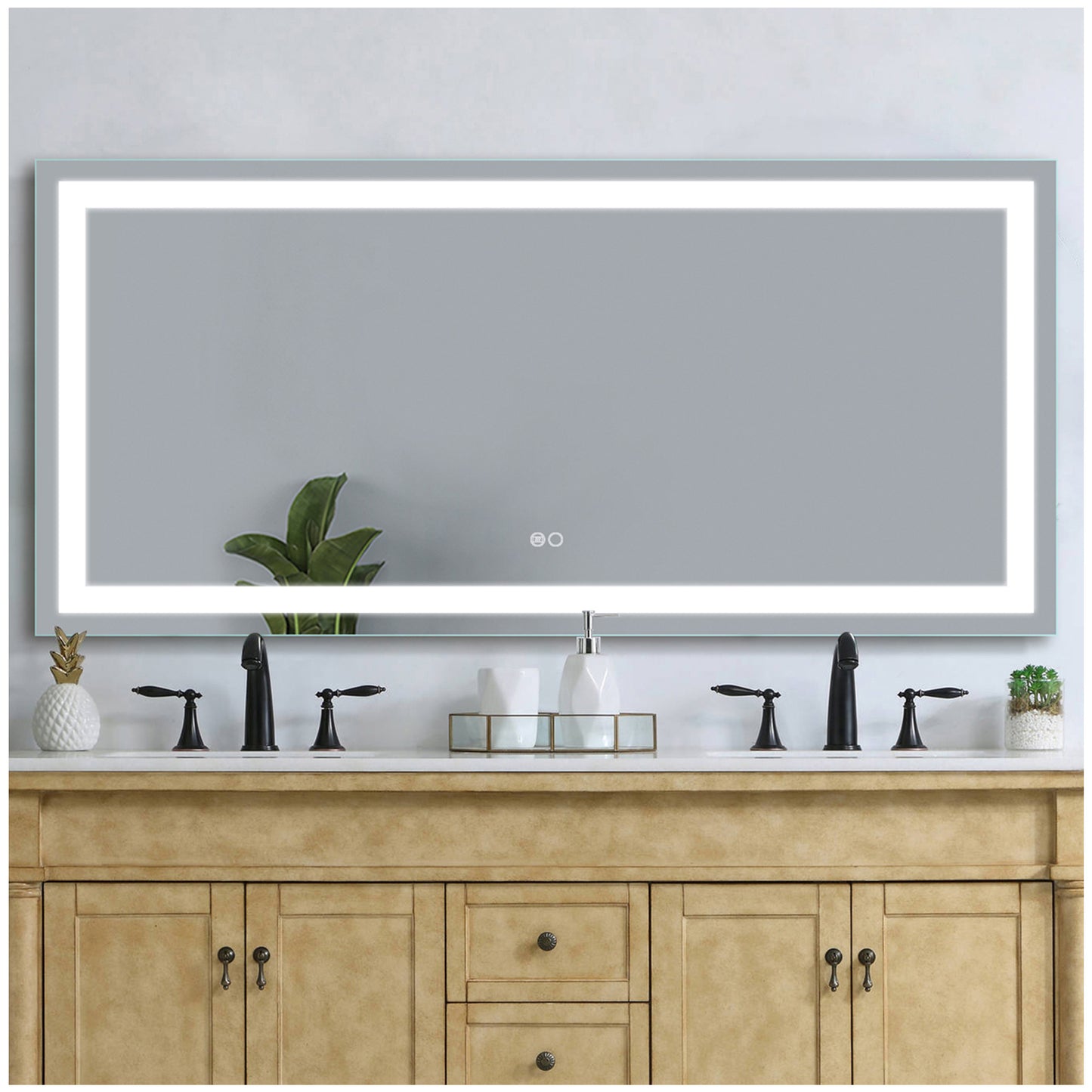 Vanity Mirror with Lights - 60” Silver Bathroom Mirrors for Vanity