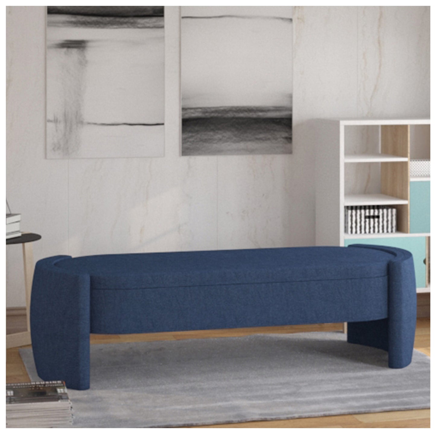 Multifunctional Storage Ottoman Bench - 22” Blue End of Bed Storage Bench