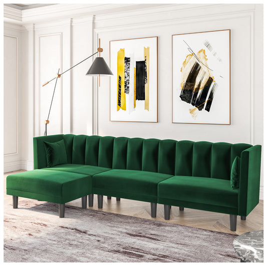 Sectional Sleeper Sofa - Left Side Green Velvet Sectional Sofa 106”