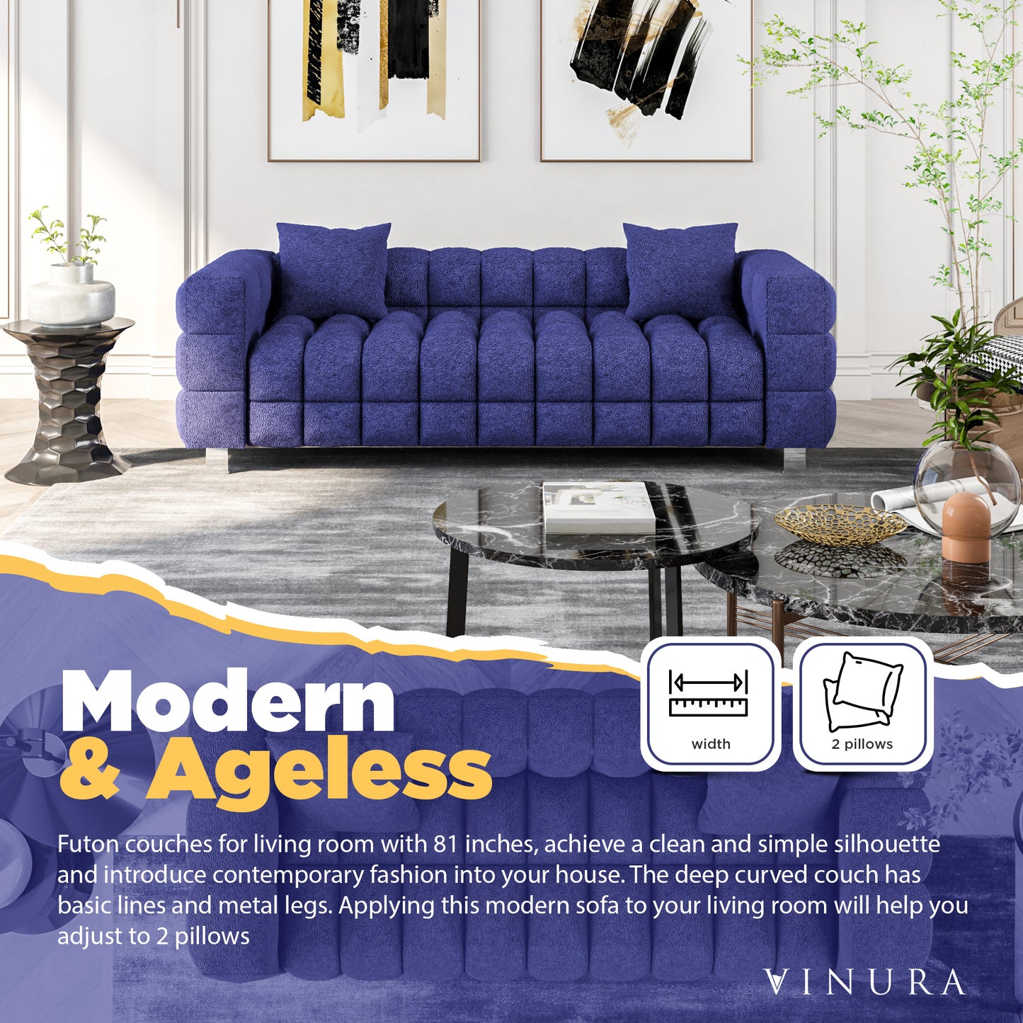 Couches for Living Room Clearance - Navy Blue Cloud Couch 81”