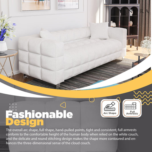 Couches for Living Room - 81 Inches White Cloud Couch with 2 Pillows