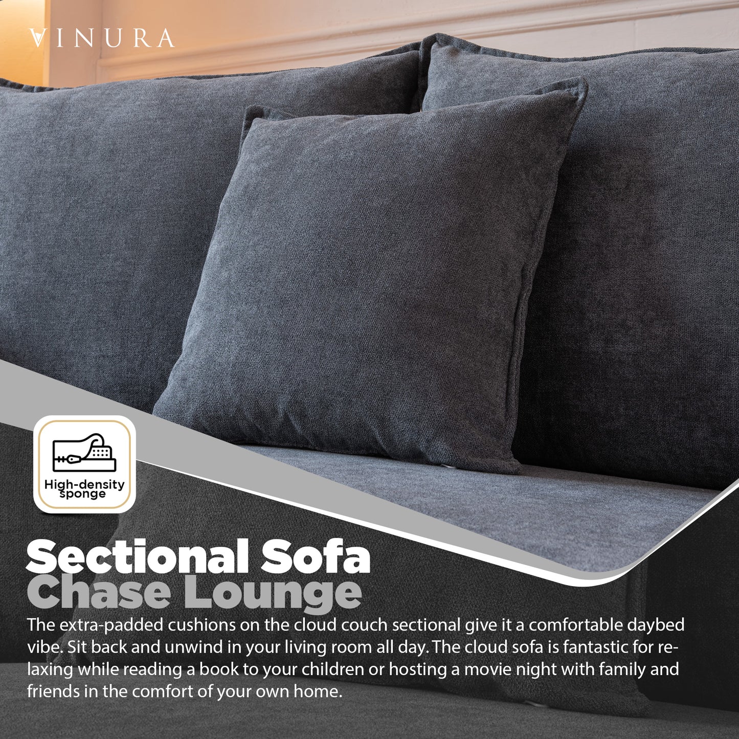 Sectional Grey Couch - Grey Polyester Sectional Sofa Chaise Lounge