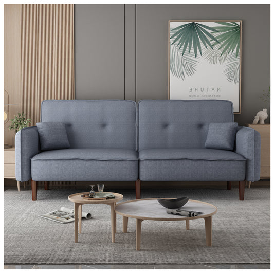 Sofas for Living Room - 75” Grey Tufted Futon Convertible