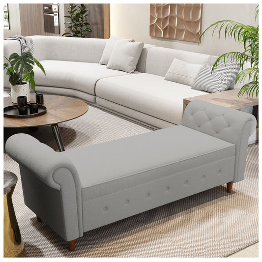 End of Bed Storage Bench - Linen Gray End of Bed Bench 63”