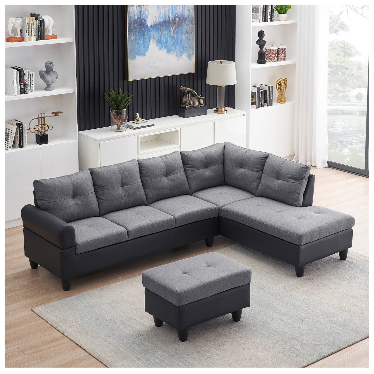 Sectional Couches for Living Room - Grey L Shaped Sectional Couch Set