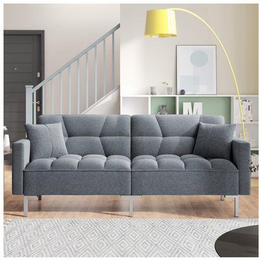 Adjustable Futon Pull Out Couch - Dark Gray Futon Sofa Bed 75”