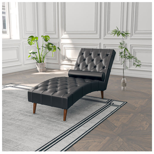 Modern Living Room Chairs - PU Leather Black Lounge Chair for Bedroom