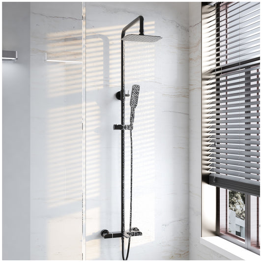 Thermostatic Shower Faucet Set - Black Shower Head with Handheld 41”