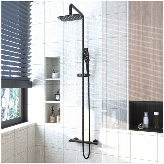 Thermostatic Shower Faucet Set - Matte Black Rain Shower System 32”