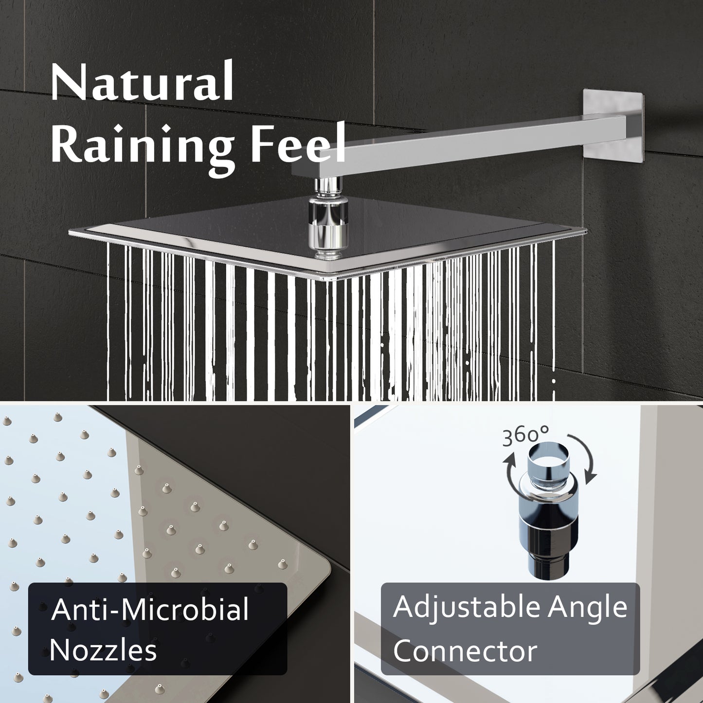 Tub Shower Faucet Set Luxury Bathroom Rainfall Polished Chrome