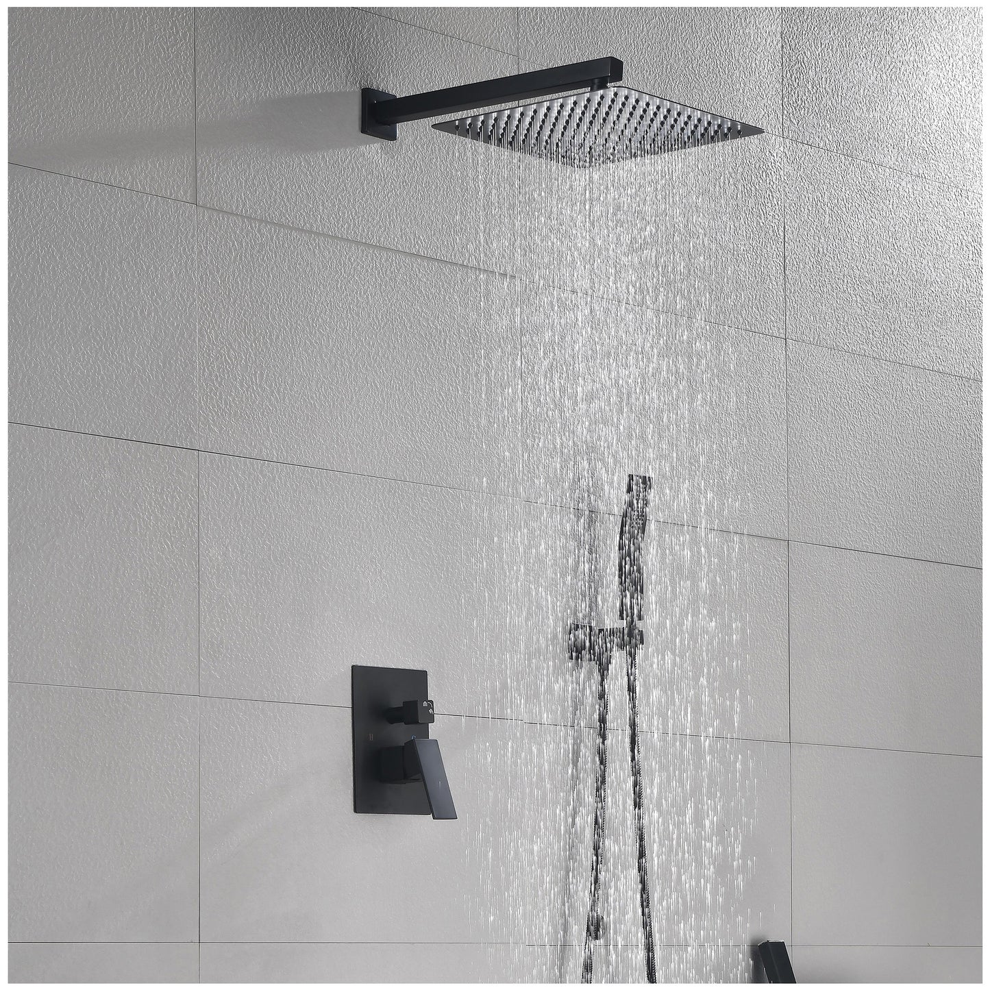 Shower Head with Handheld - Modern Matte Black Rainfall Shower Head