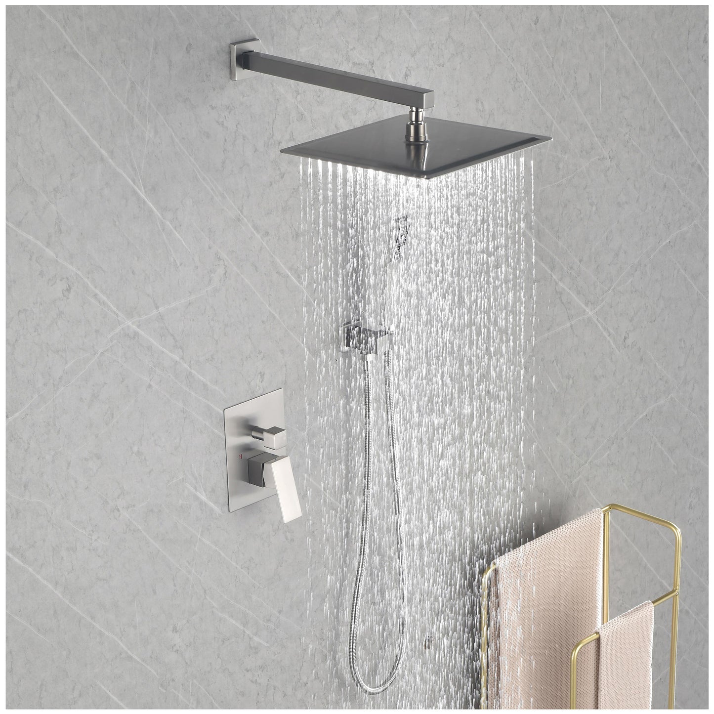 Shower Faucets Sets Complete - Brushed Nickel Rainfall Shower Head