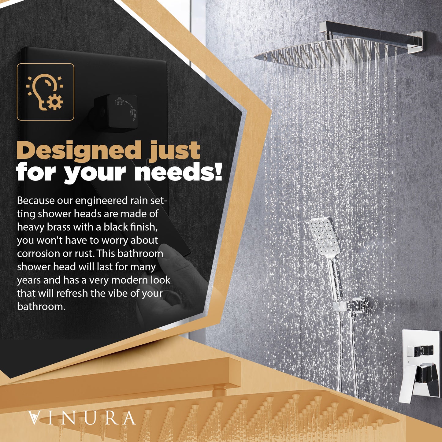 High Pressure Shower Heads - Matte Black Shower Head with Handheld