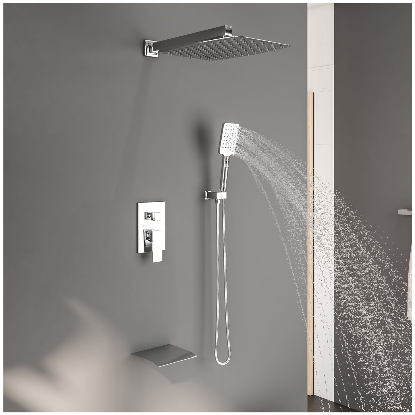 Shower Heads with Handheld Spray - Wall Mounted Shower Faucet Set