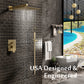 Vinura Brushed Gold Shower Fixtures Luxury Bathroom Rainfall - Brushed Gold