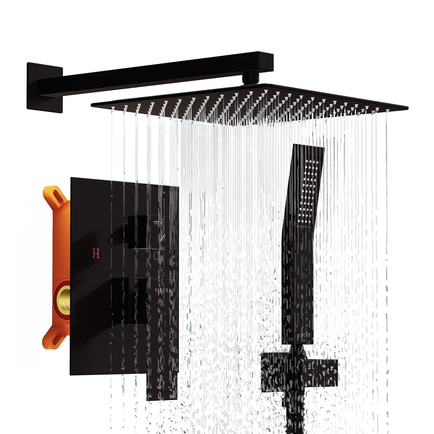 Vinura Black Shower Faucet Set - Matte Black