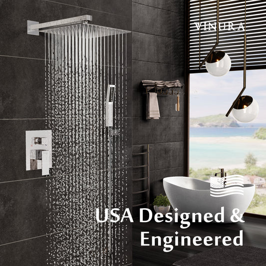 Vinura Bathroom Shower Faucet Set Rainfall - Polished Chrome