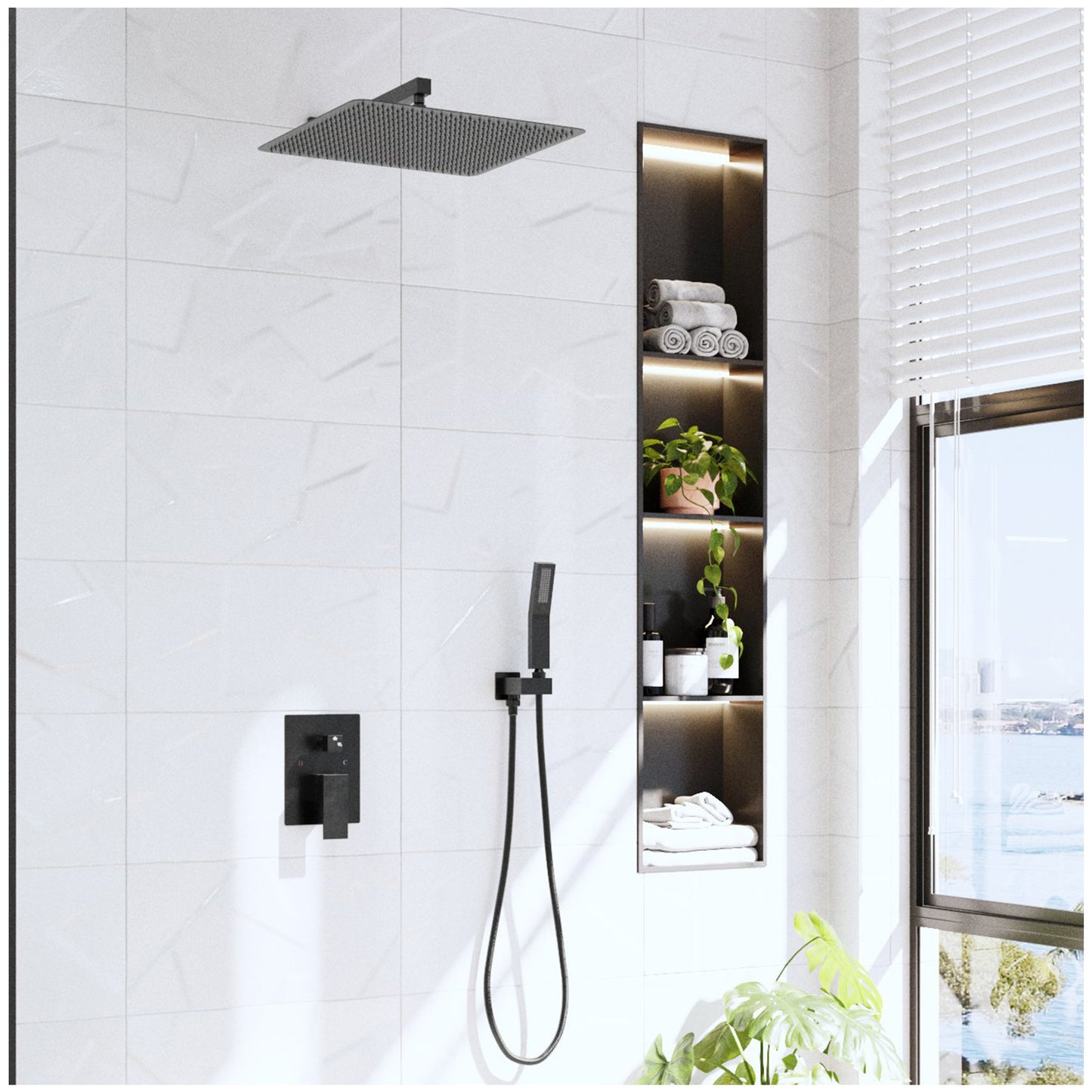 Rain Setting Shower Heads - Matte Black Rain Shower Head with Handheld Spray