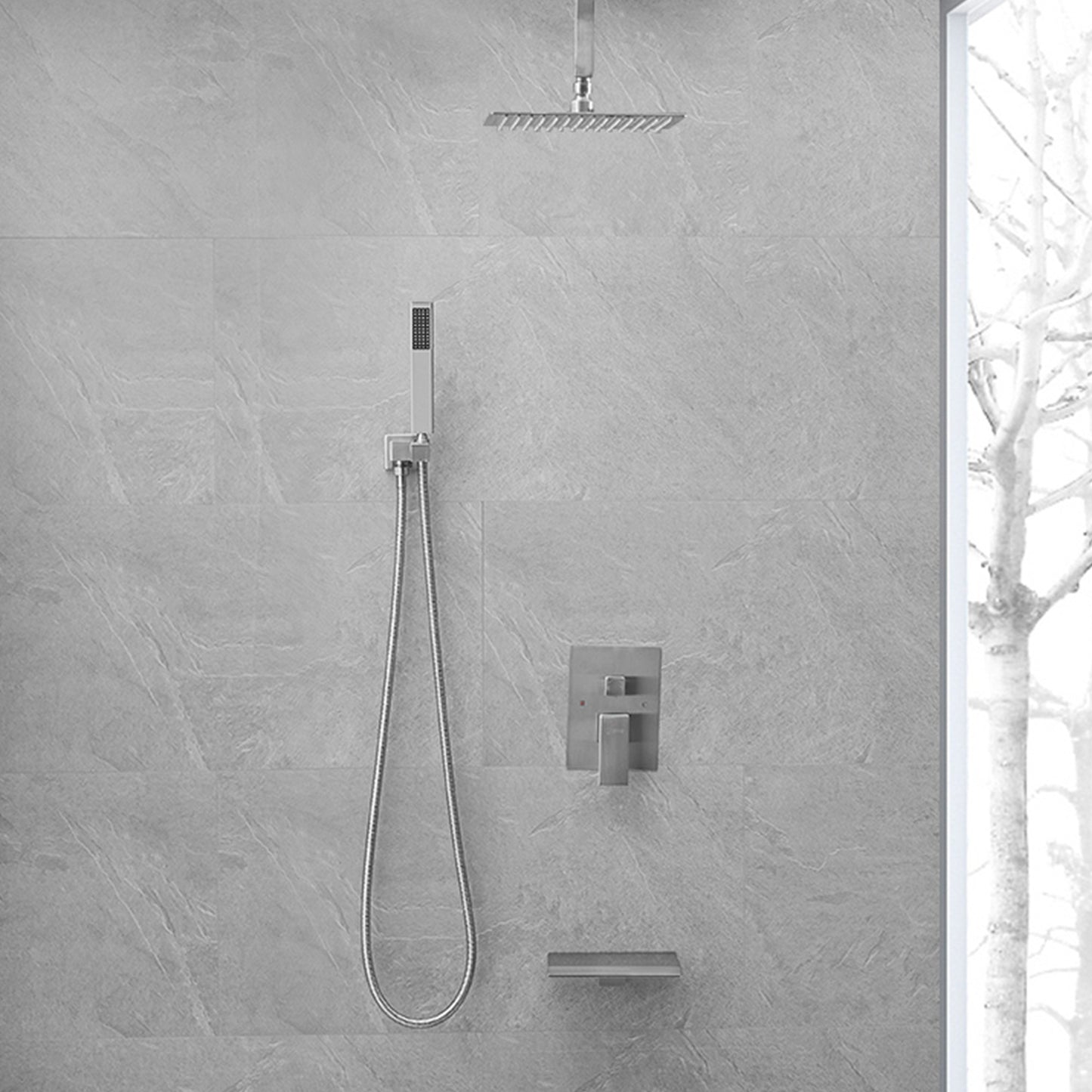 Shower Faucets Set - Brushed Nickel Rain Shower Faucets Sets Complete