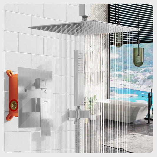 Rainfall Ceiling Mount Overhead Shower System Luxury - Brushed Nickel
