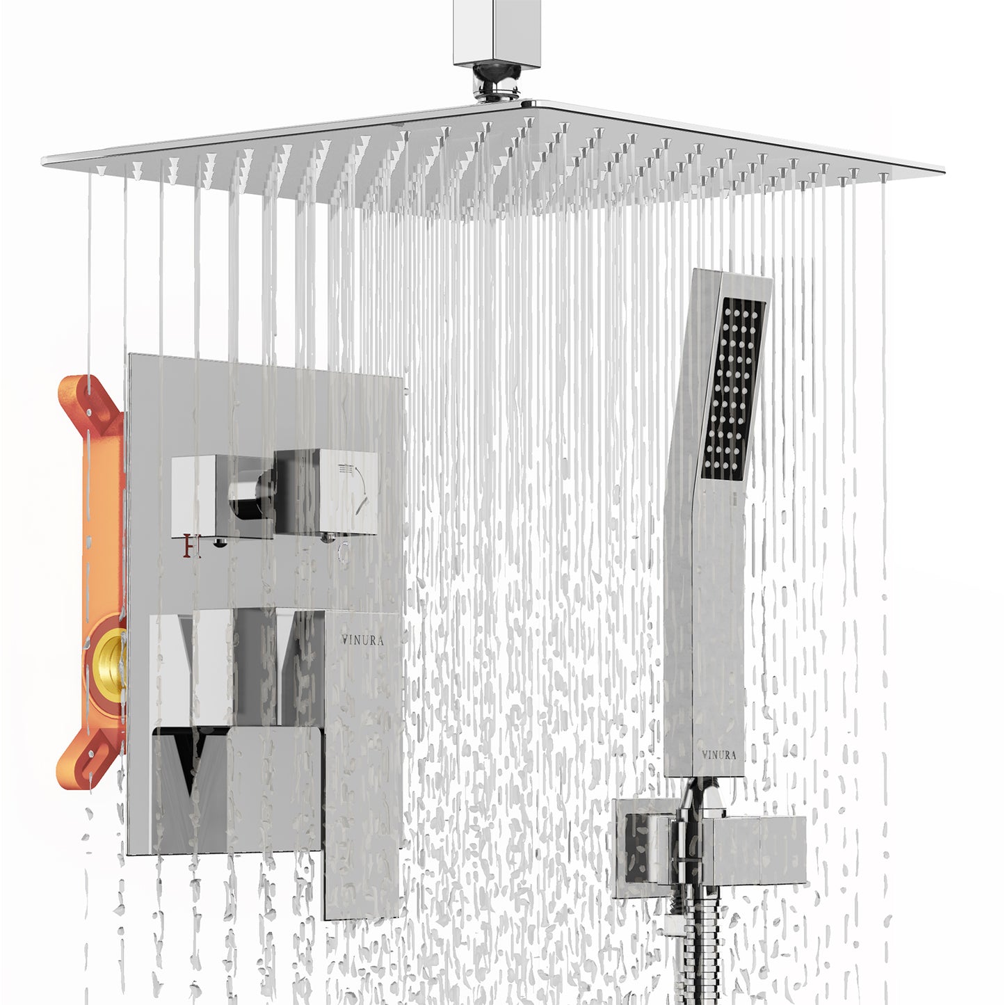 Rainfall Ceiling Mount Overhead Shower System Luxury - Polished Chrome
