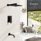 Luxury Shower Valve And Trim Kit Waterfall - Matte Black