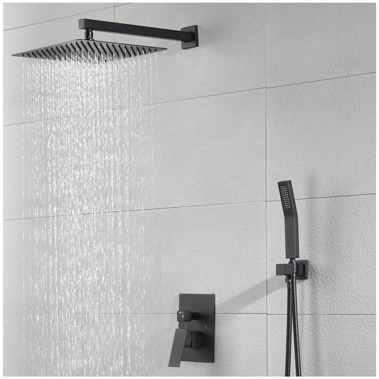 Thermostatic Shower Faucet Set - Black Shower Head with Handheld 12”