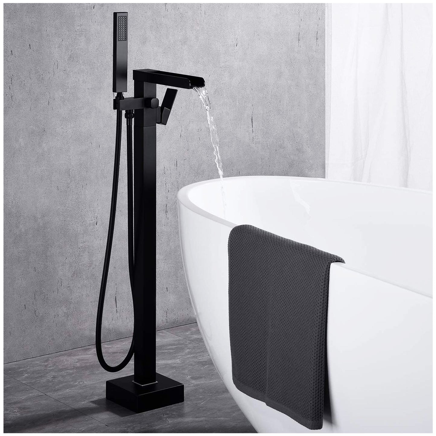 Freestanding Bathtub Faucet - Matte Black Bathtub Faucet Set 59” Hose