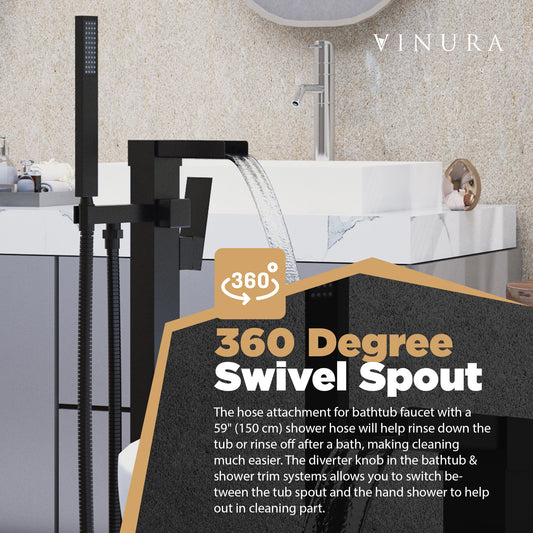 Free standing tub Faucet - Matte Black Bathtub Faucet Set 59” Hose