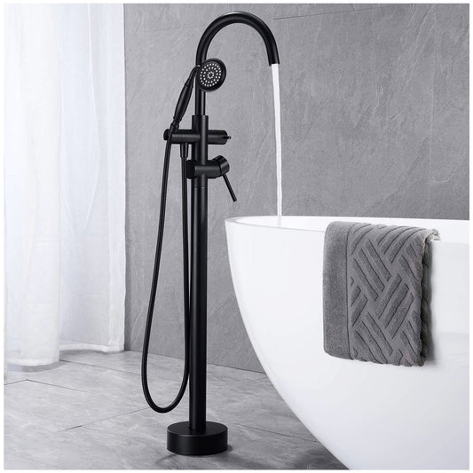 Free Standing Tub Faucet - Matte Black Bathtub Faucet Set 59” Hose