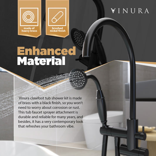 Free Standing Tub Faucet - Matte Black Bathtub Faucet Set 59” Hose