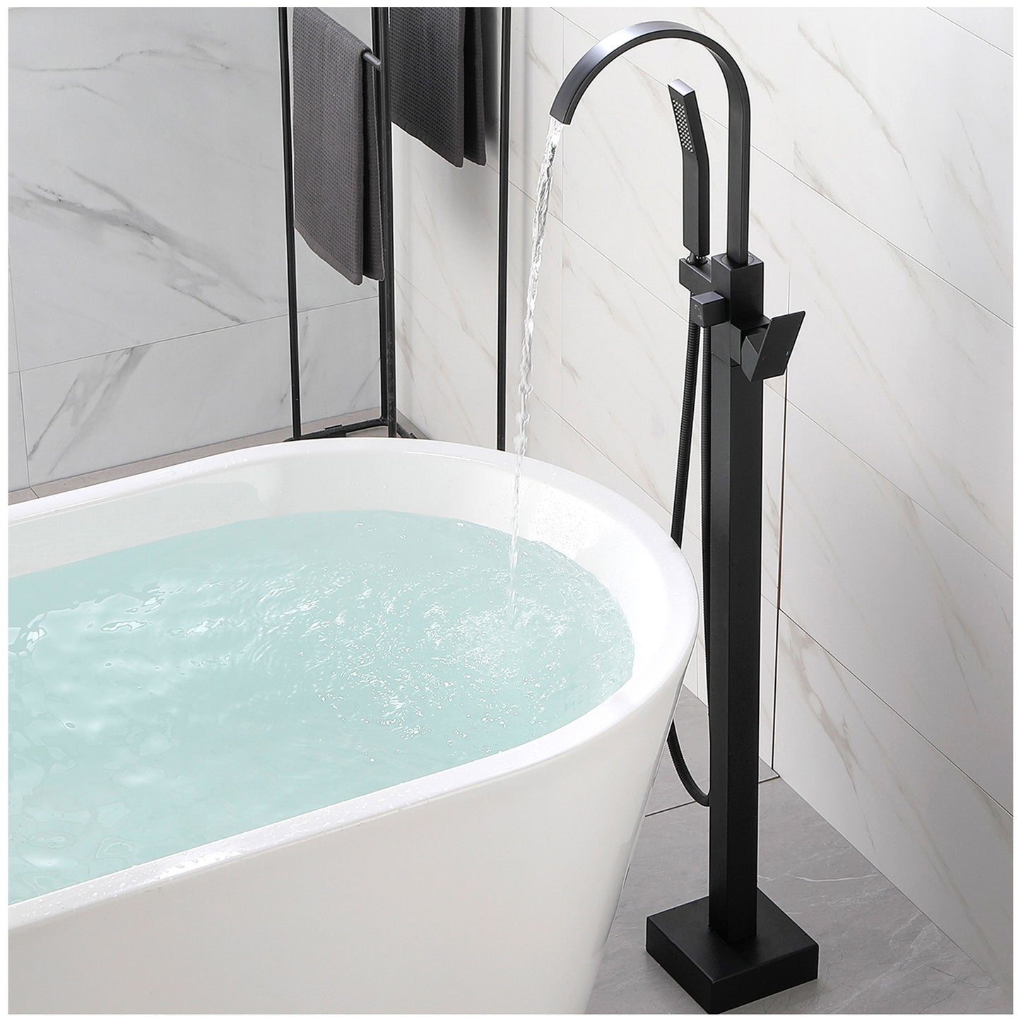 Freestanding Bathtub Faucets - Matte Black Bathtub Faucet Set 59” Hose