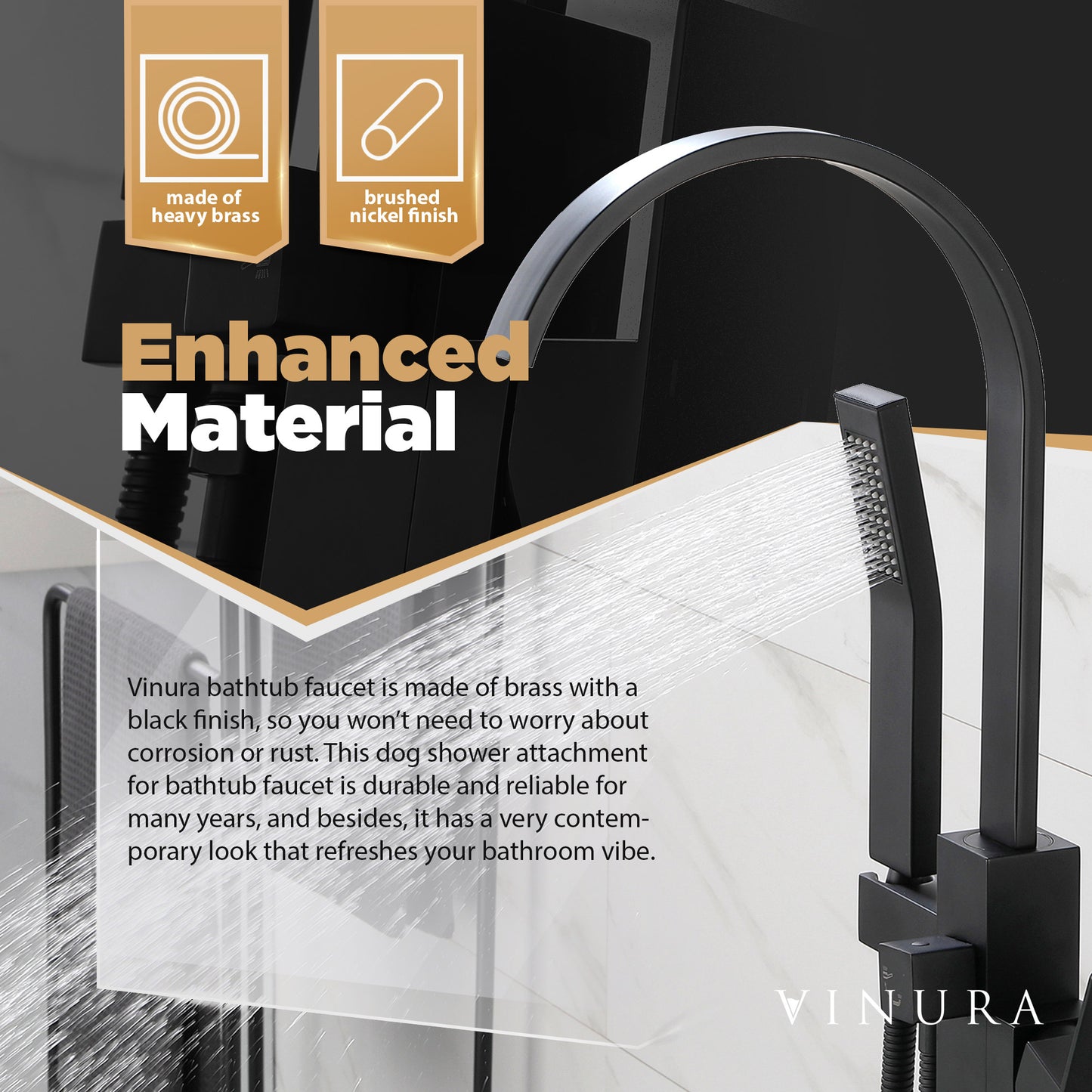 Freestanding Bathtub Faucets - Matte Black Bathtub Faucet Set 59” Hose