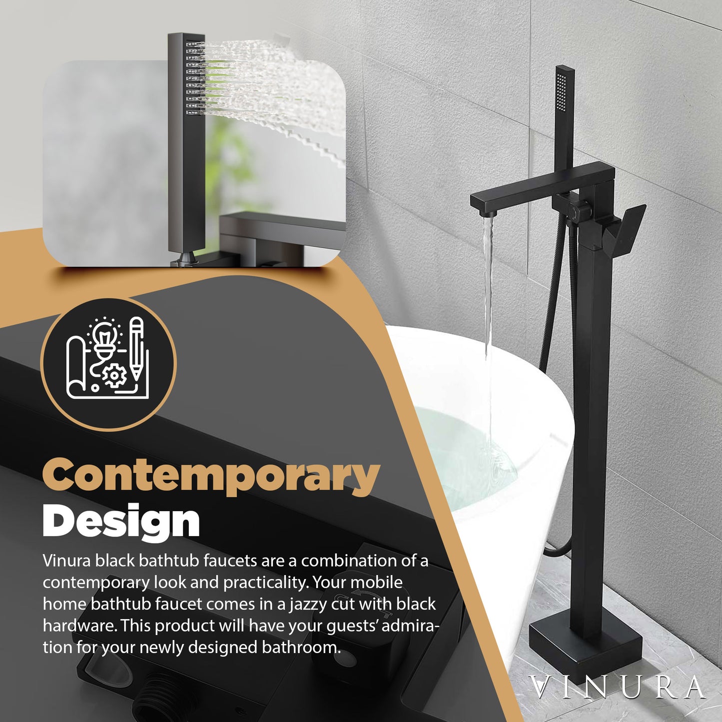 Free Standing Bathtub Faucets - Matte Black Clawfoot Tub Faucet Set