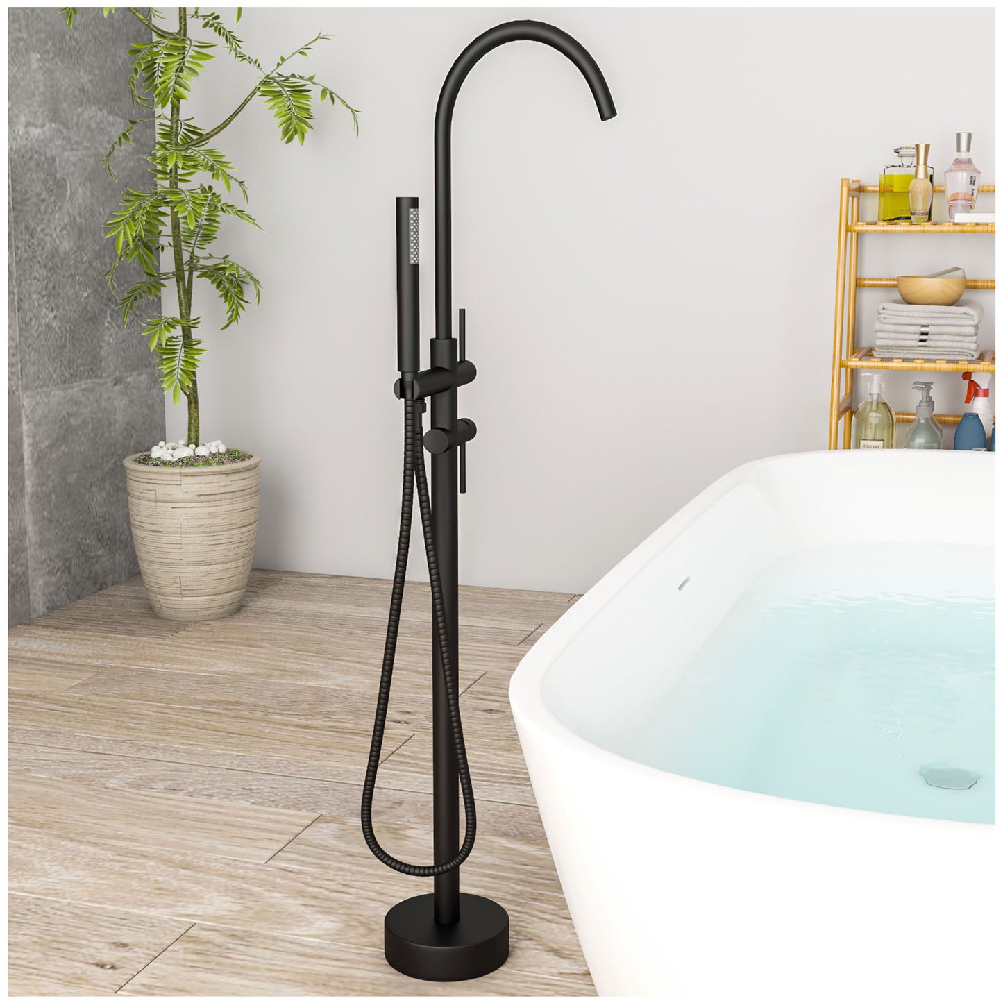 Freestanding Bathtub Faucet - Matte Black 360 Degree Bathtub Faucet Set