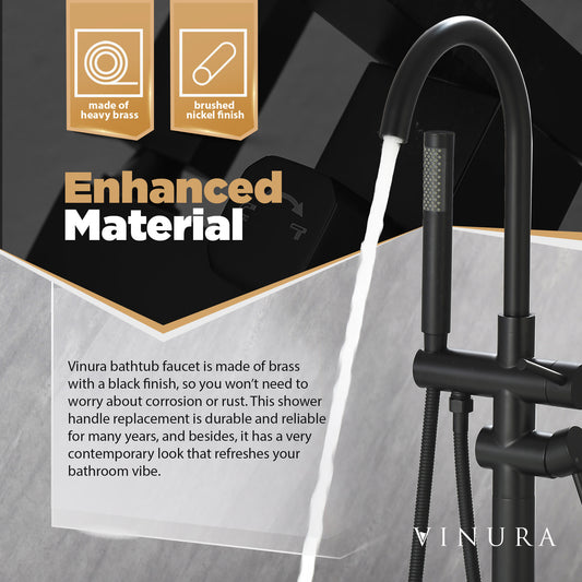 Freestanding Bathtub Faucet - Matte Black 360 Degree Bathtub Faucet Set