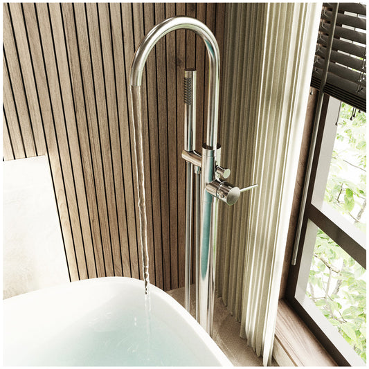 Bathtub Freestanding Faucet - Brushed Nickel Floor Tub Faucet