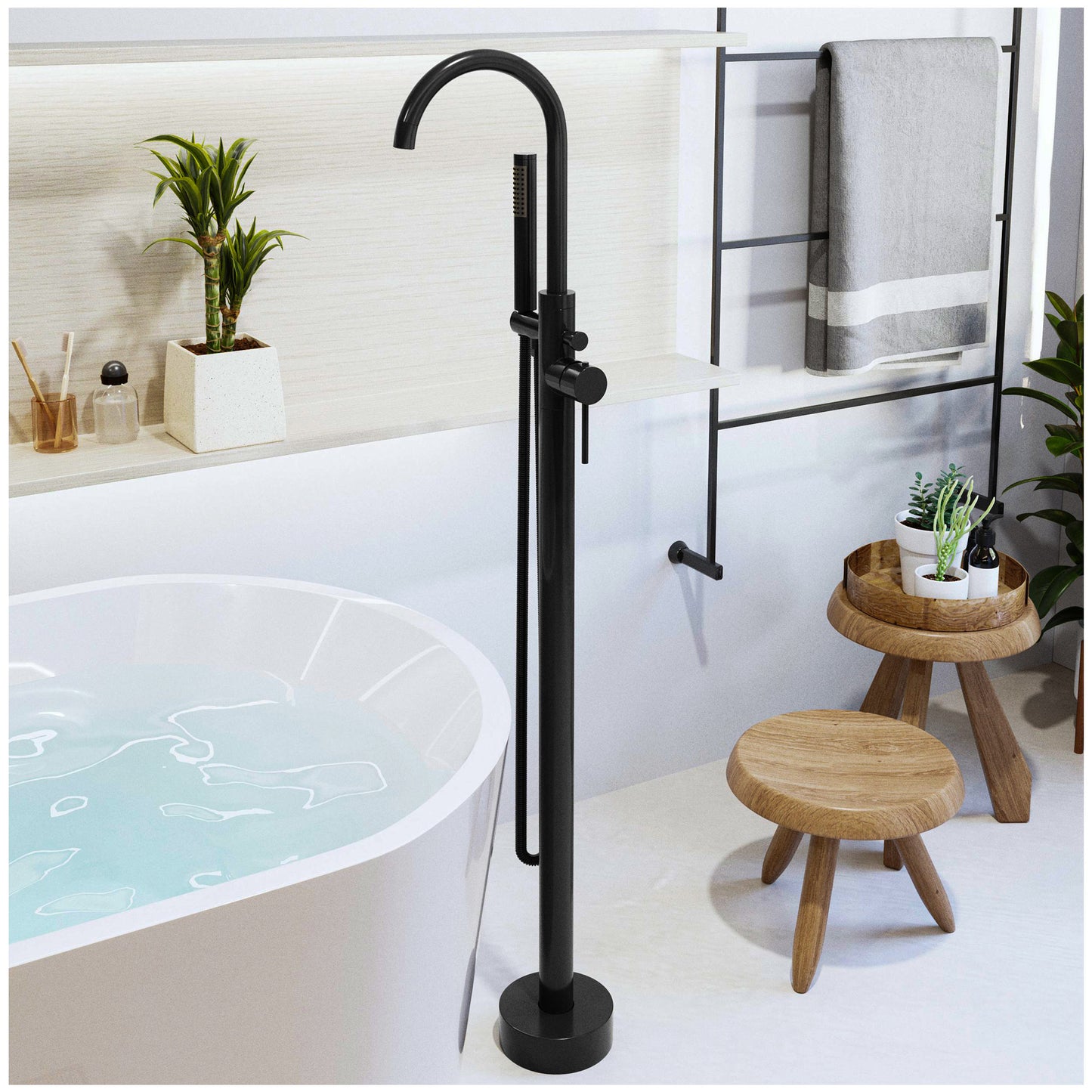 Bathtub Freestanding Faucet - Heavy Brass Matte Black Faucet