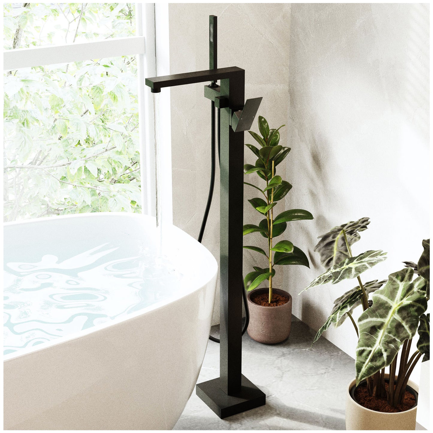 Bathtub Freestanding Faucet - Heavy Brass Matte Black Faucet