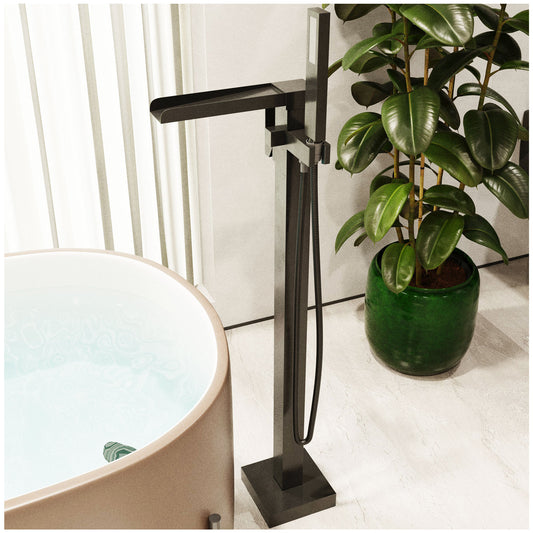 Bathtub Freestanding Faucet - Modern 360 Degree Matte Black Faucet