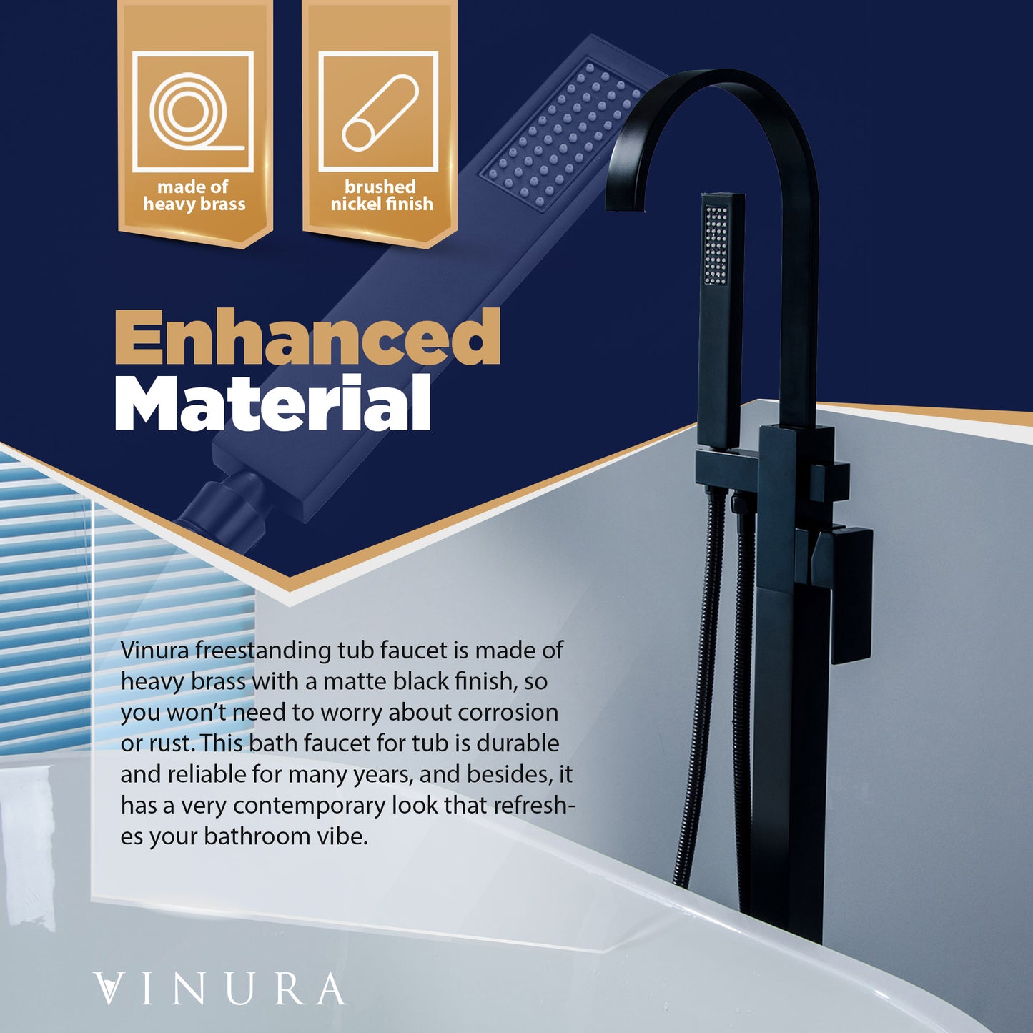 Bathtub Freestanding Faucet - Matte Black 360 Degree Clawfoot Faucet