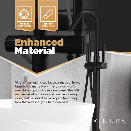 Bathtub Freestanding Faucet - Matte Black Clawfoot Tub Faucet