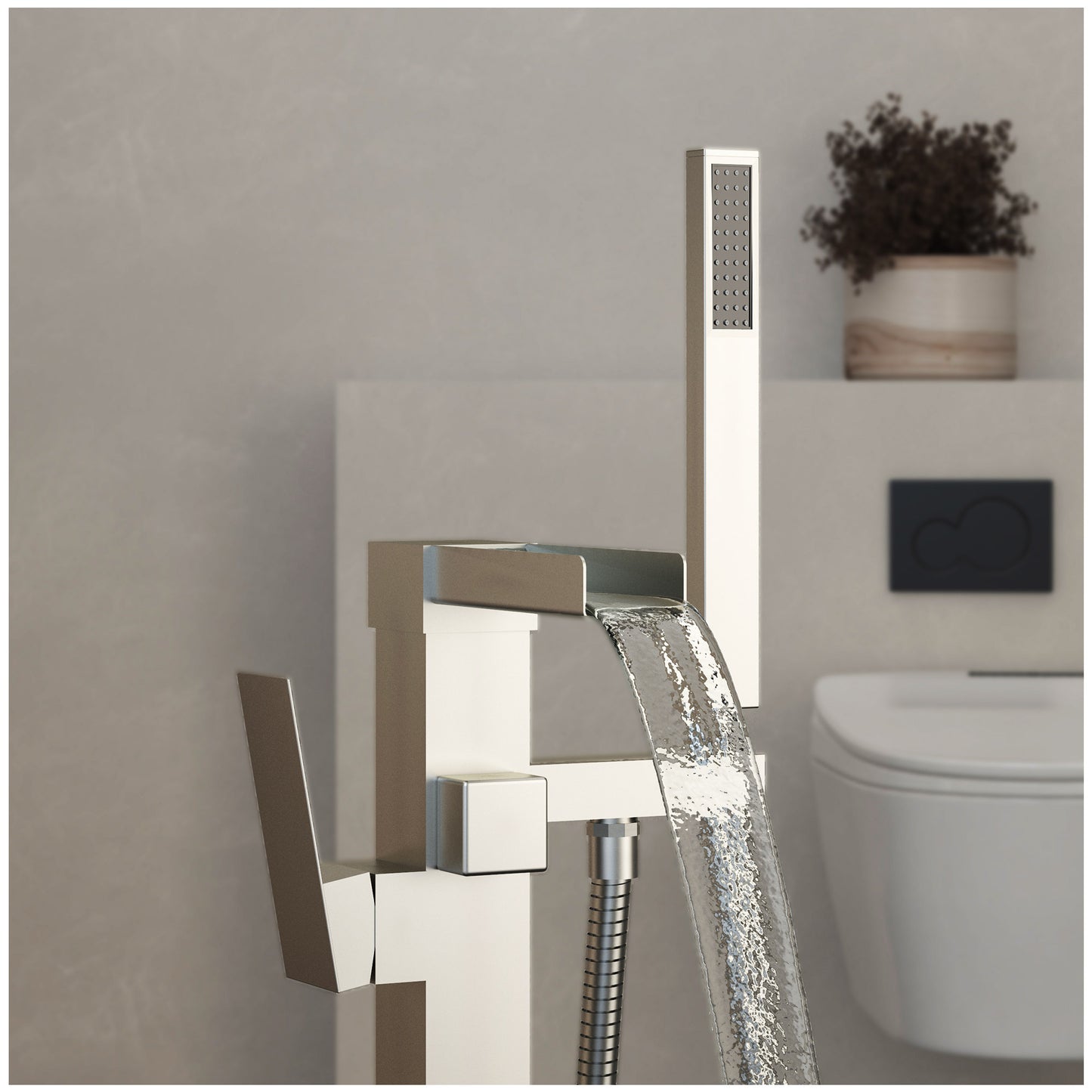 Bathtub Freestanding Faucet - Brushed Nickel Floor Tub Faucet