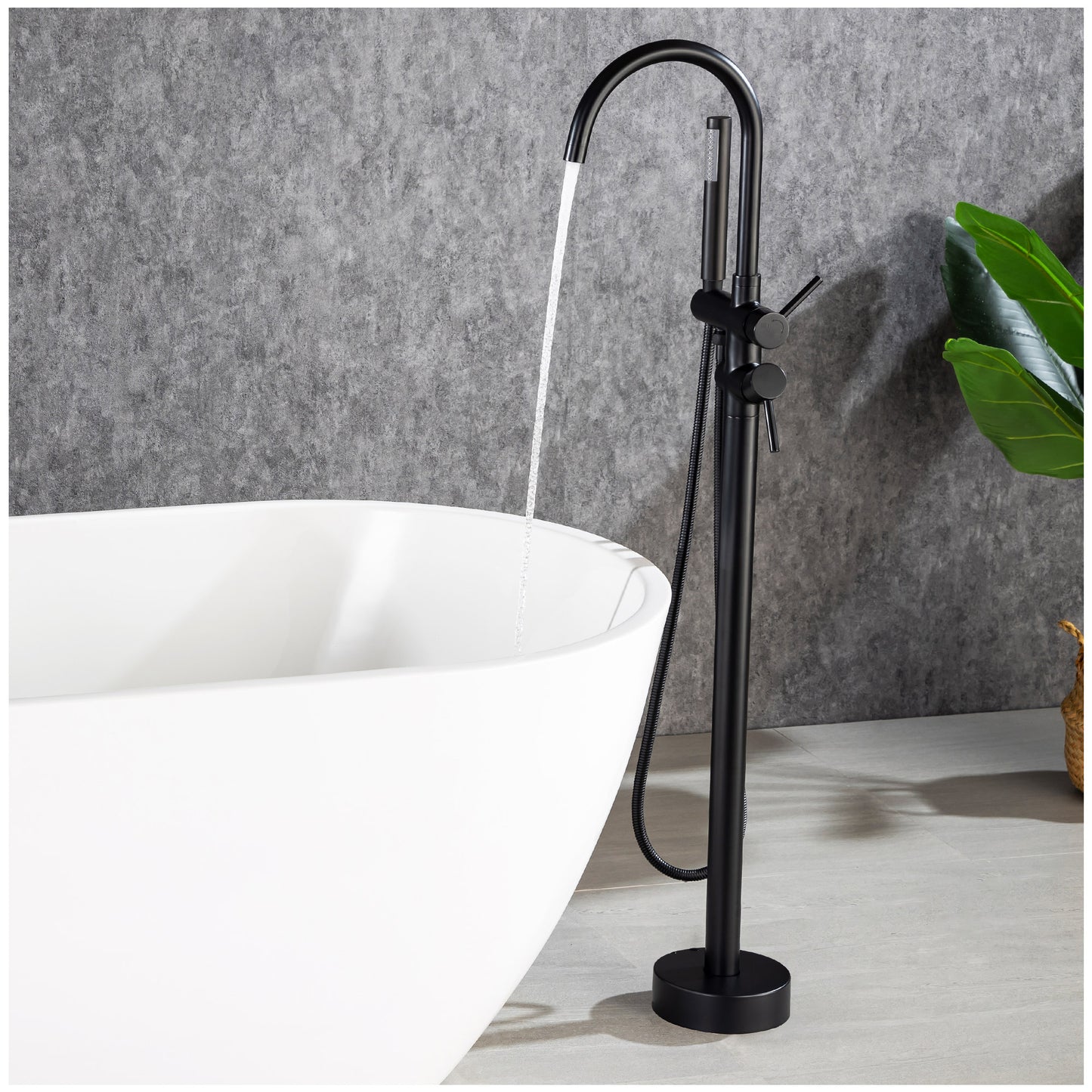 Free Standing Bathroom Tub Faucet - Matte Black Floor Tub Faucet