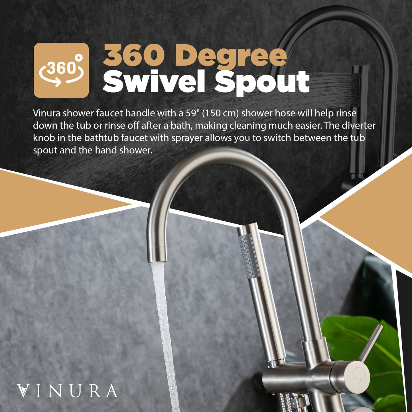 Bathtub Freestanding Faucet - Brushed Nickel Clawfoot Tub Faucet