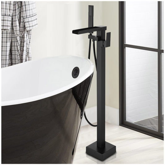 Bathtub Freestanding Faucet - Modern 360 Degree Matte Black Faucet