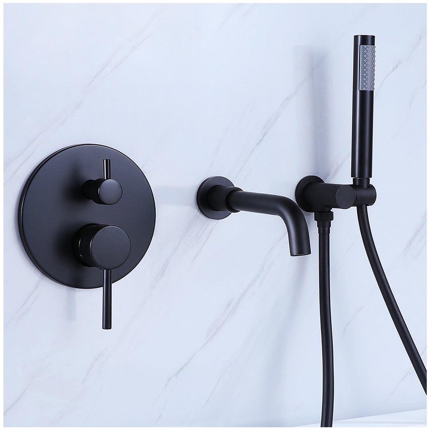 Black Shower Head and Handle Set - Matte Black Shower Faucet Set